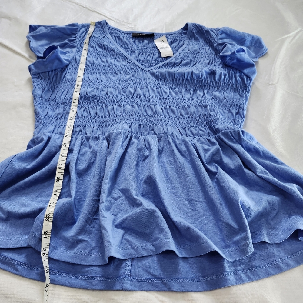 Lane Bryant Size 14/16 Blue Smocked Women's Top - Picture 5 of 12